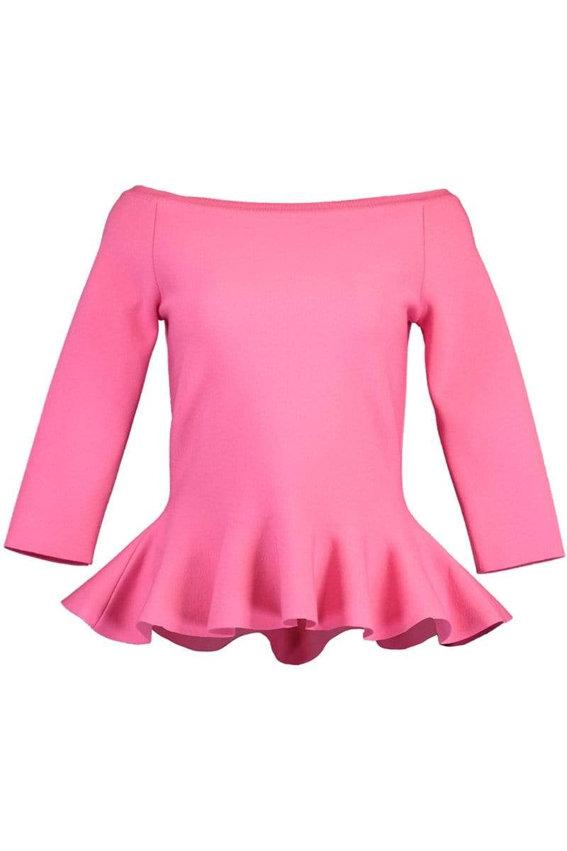OSCAR DE LA RENTA-Off The Shoulder Peplum Top-