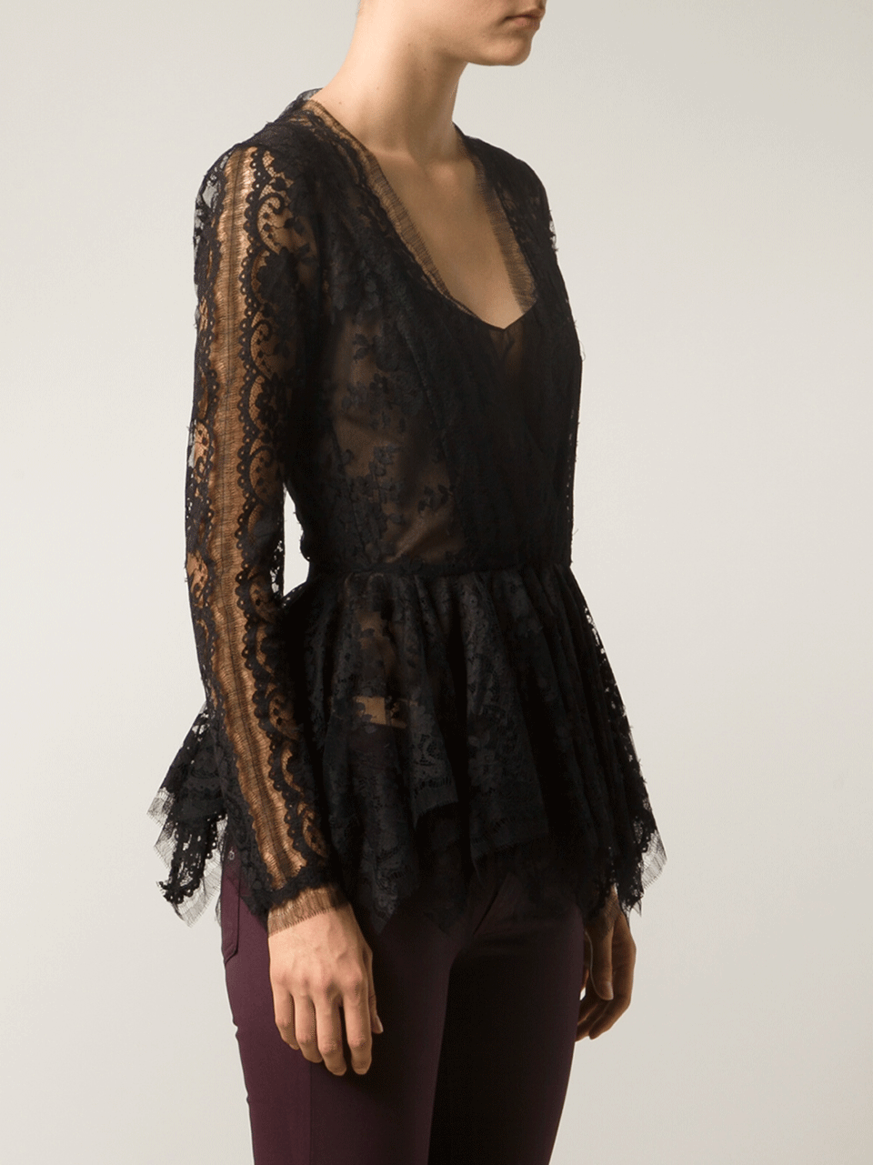 OSCAR DE LA RENTA-Black Lace Blouse Jacket-