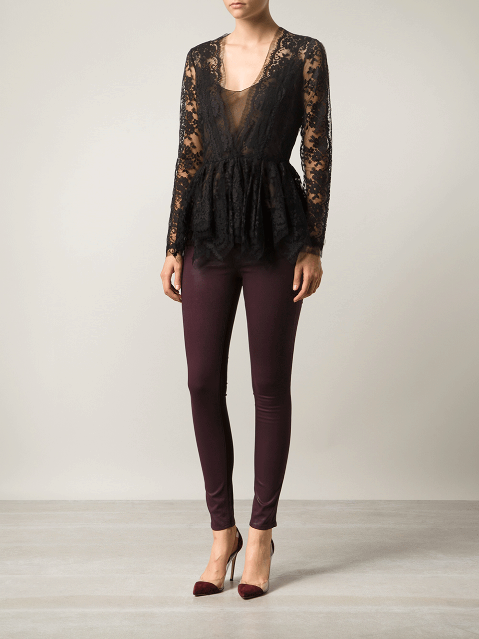 OSCAR DE LA RENTA-Black Lace Blouse Jacket-