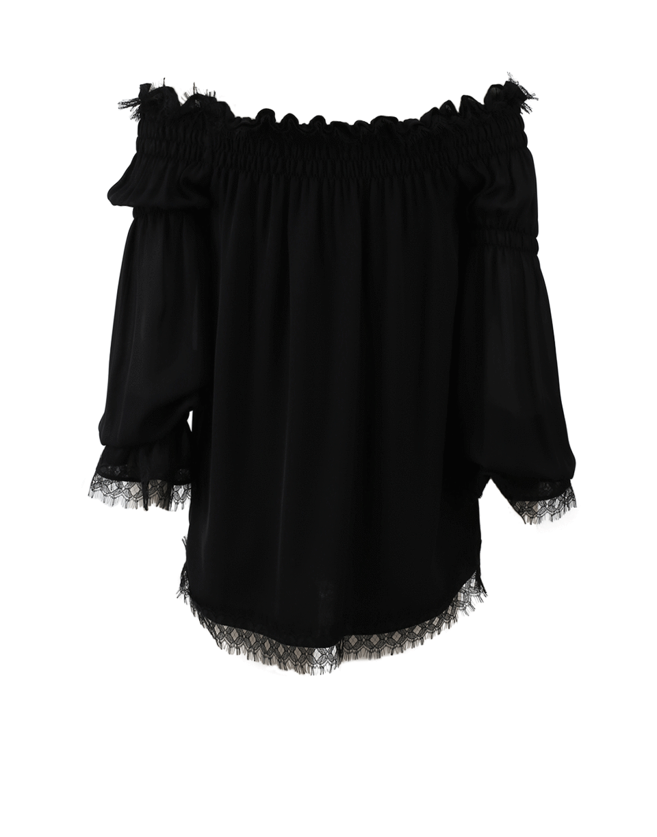 OSCAR DE LA RENTA-Ruffled Off Shoulder Blouse-