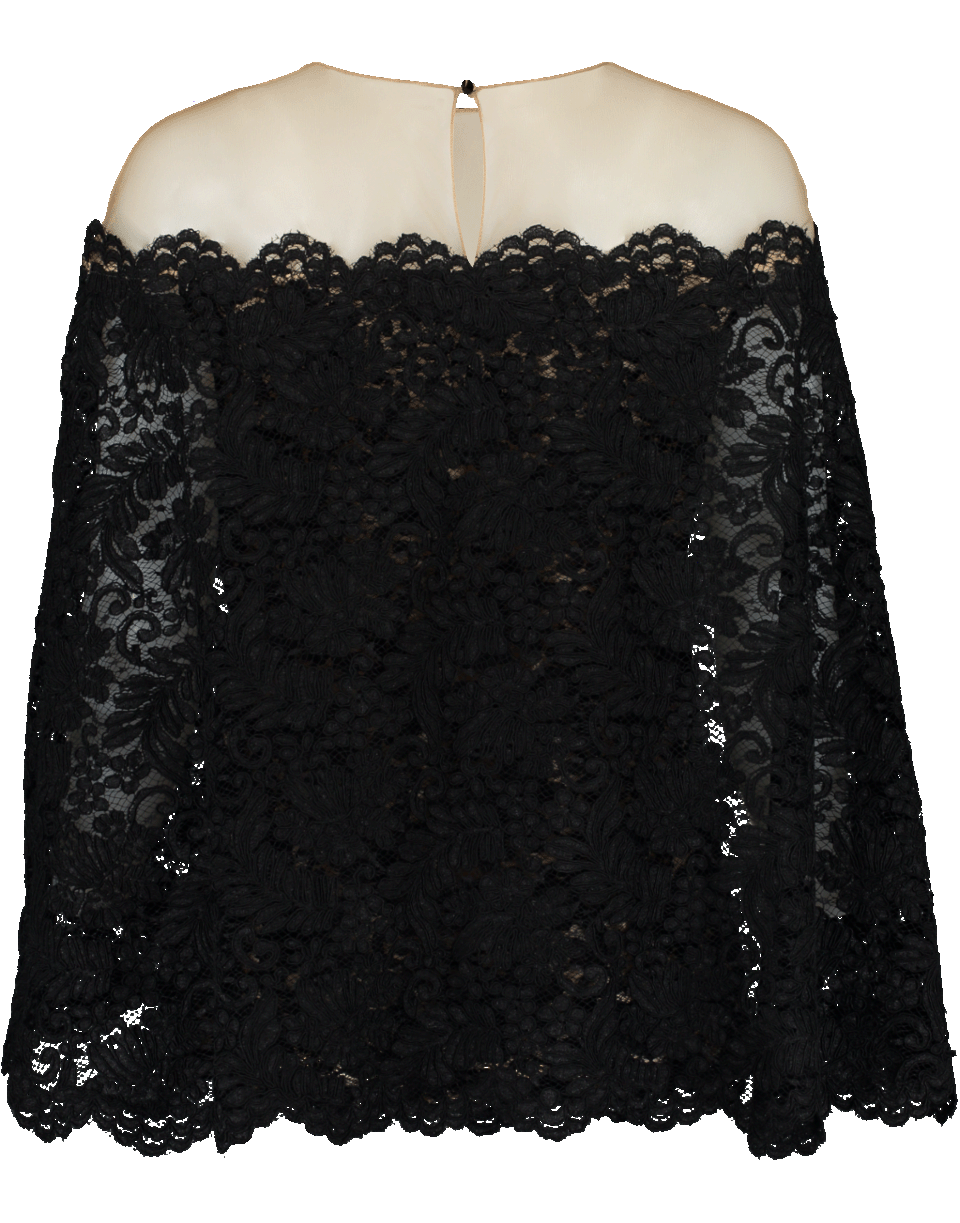 OSCAR DE LA RENTA-Lace Cape Blouse-