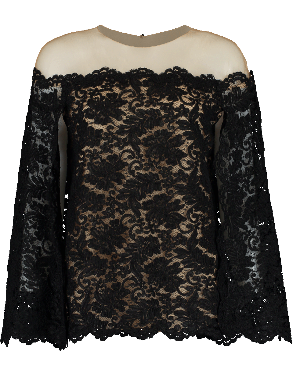 OSCAR DE LA RENTA-Lace Cape Blouse-