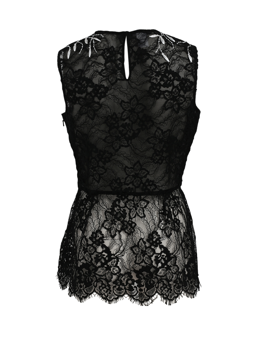 OSCAR DE LA RENTA-Lace Embroidered Peplum Top-