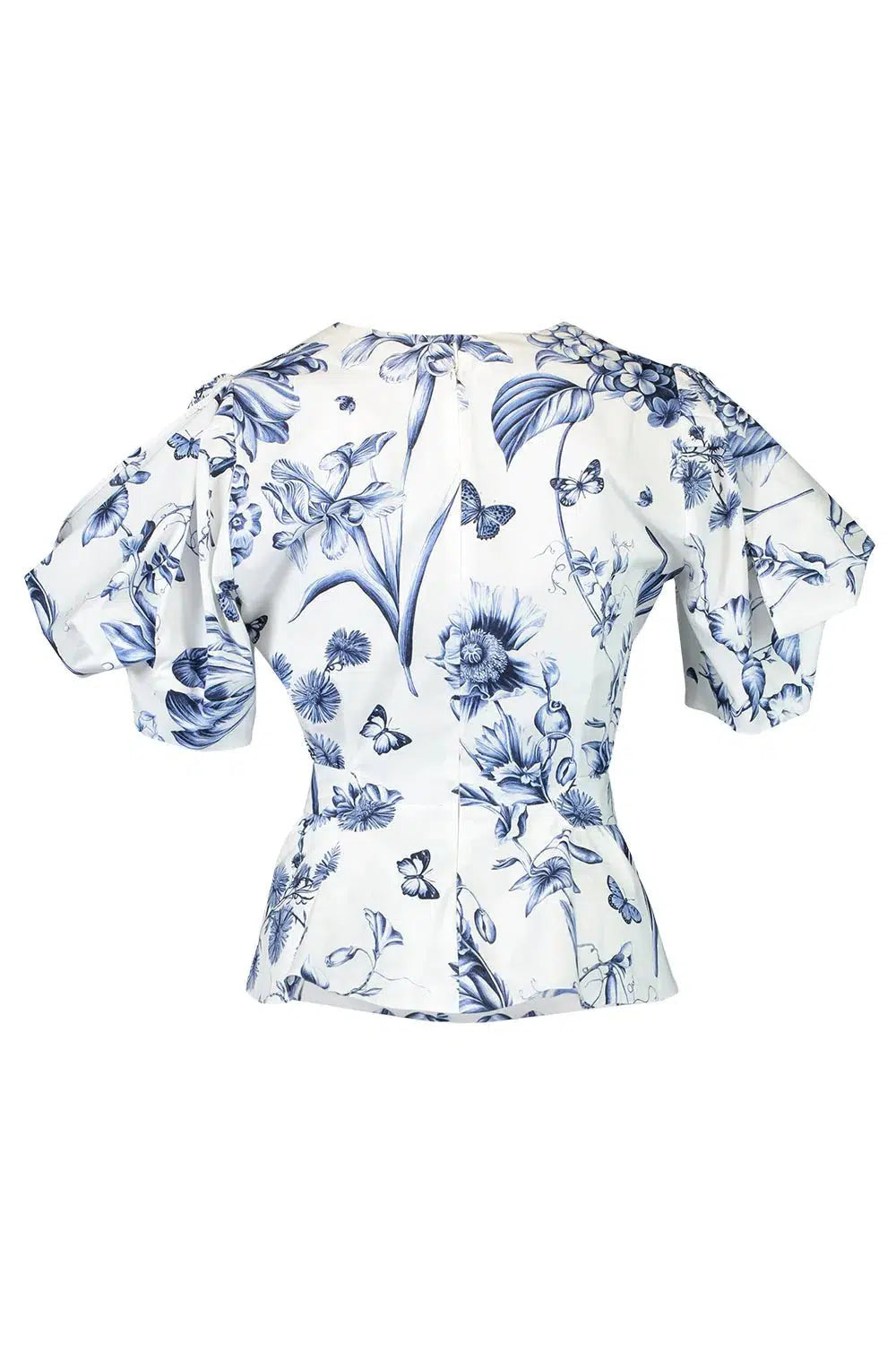 OSCAR DE LA RENTA-Short Sleeve Poplin Peplum-