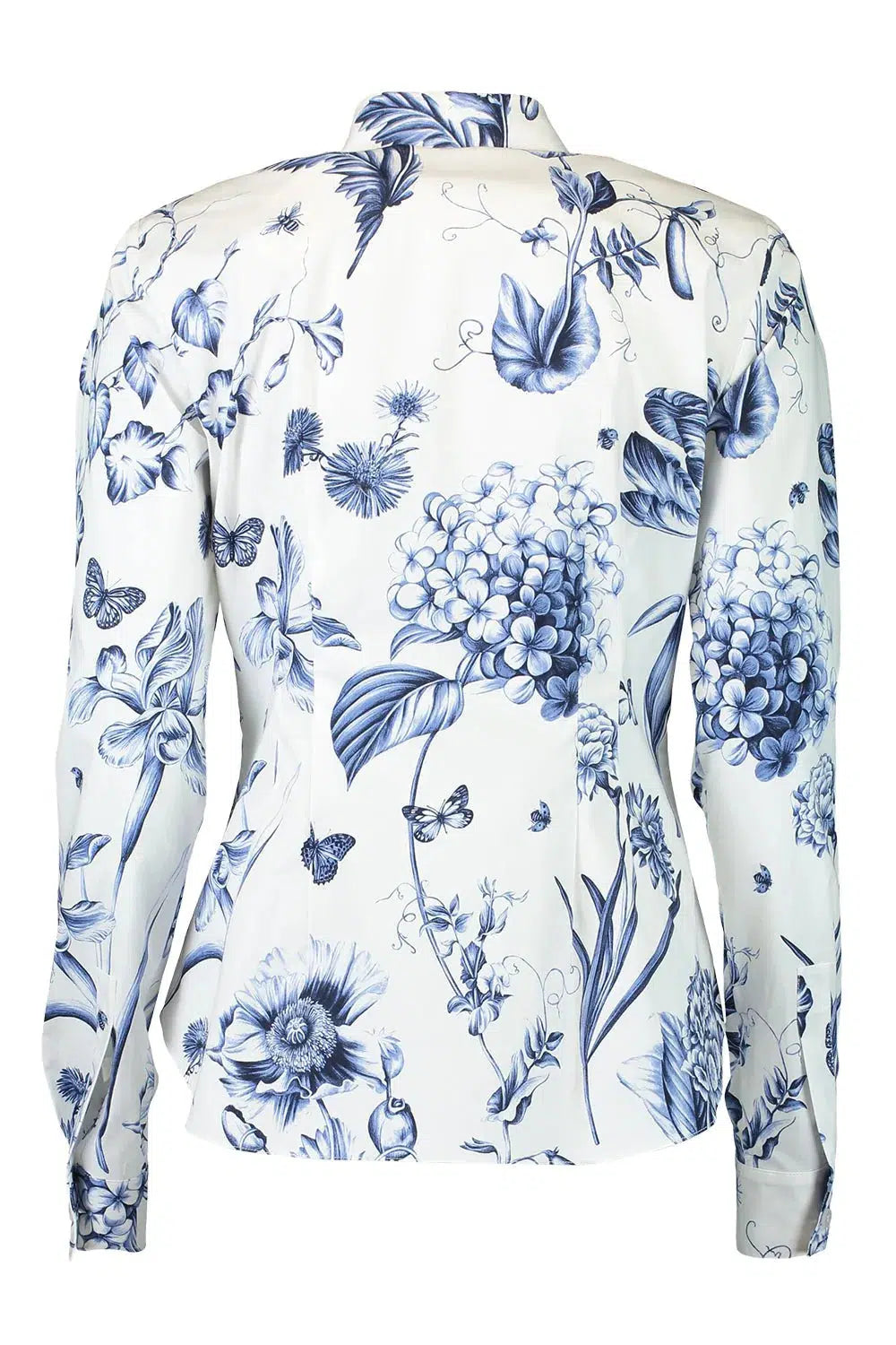 OSCAR DE LA RENTA-Long Sleeve Floral Pintuck Shirt-