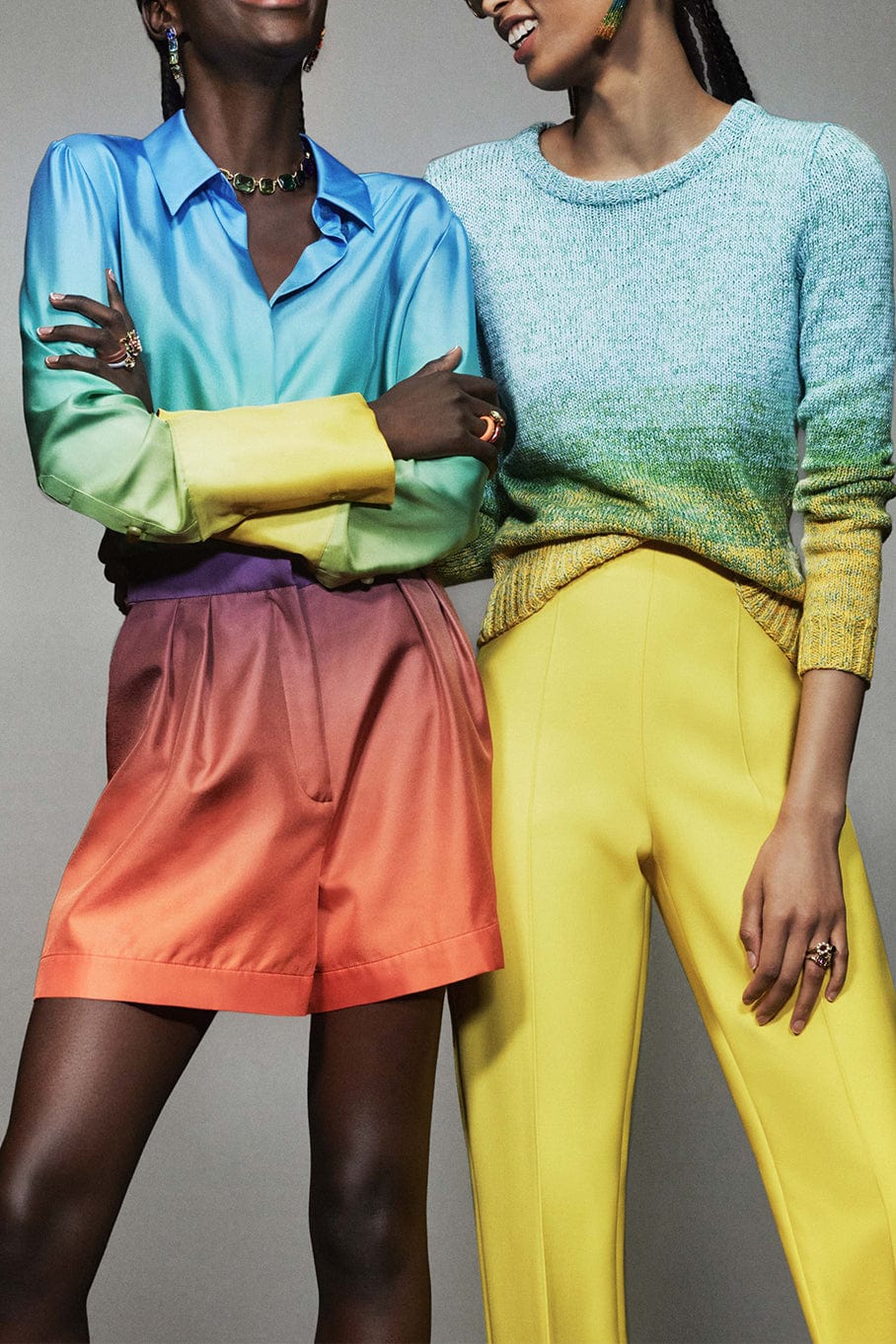 OSCAR DE LA RENTA-Long Sleeve Ombre Twill Blouse-
