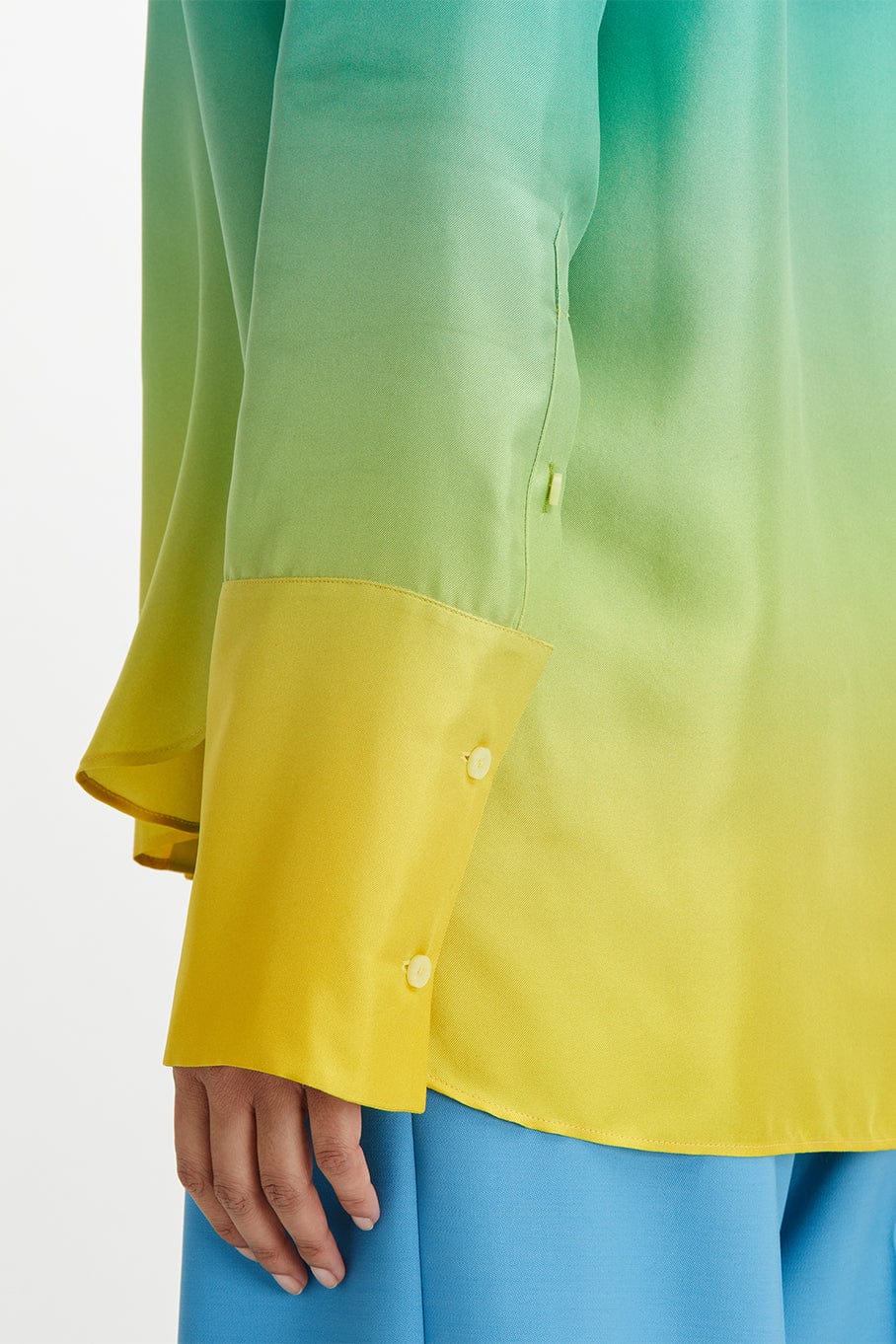 OSCAR DE LA RENTA-Long Sleeve Ombre Twill Blouse-