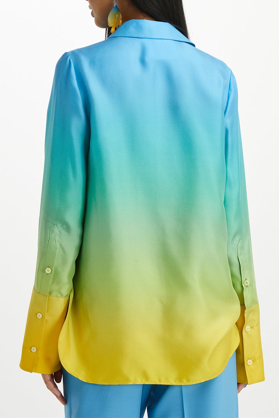 OSCAR DE LA RENTA-Long Sleeve Ombre Twill Blouse-