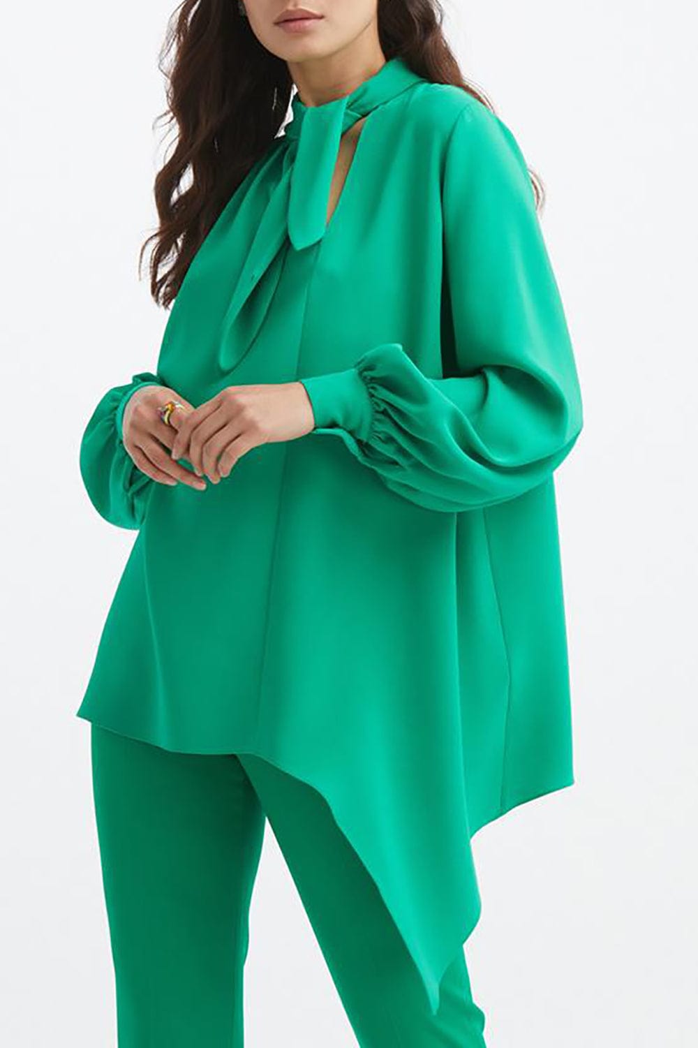 OSCAR DE LA RENTA-Scarf Tie Neck Blouse-