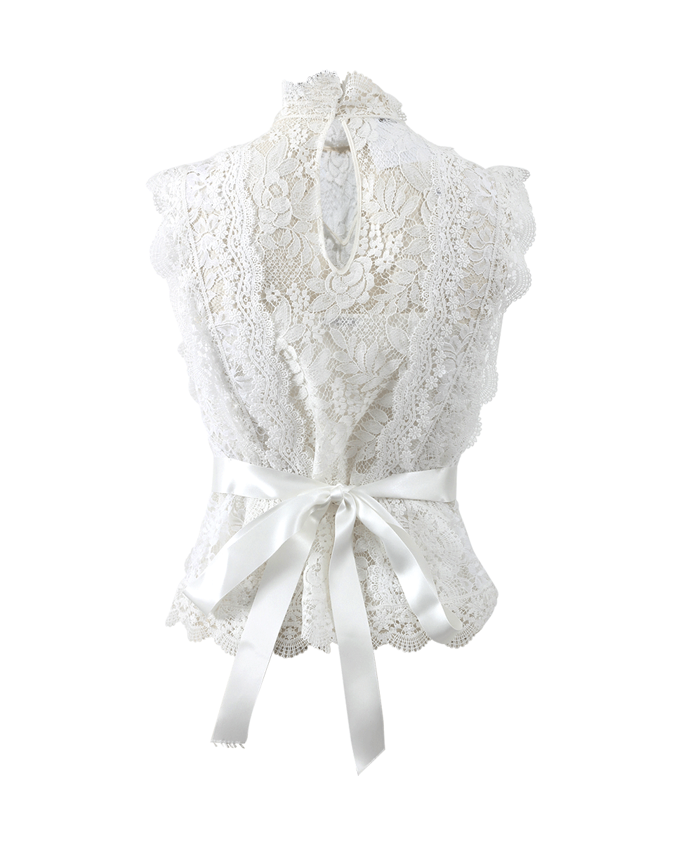 OSCAR DE LA RENTA-High Neckline Lace Blouse-