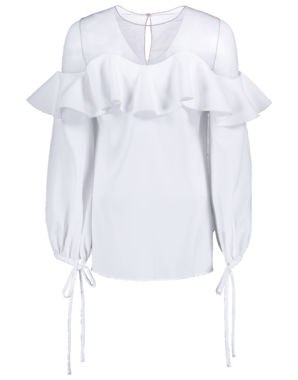 OSCAR DE LA RENTA-Off Shoulder Top With Illusion Net-