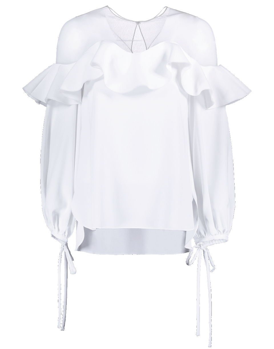 OSCAR DE LA RENTA-Off Shoulder Top With Illusion Net-