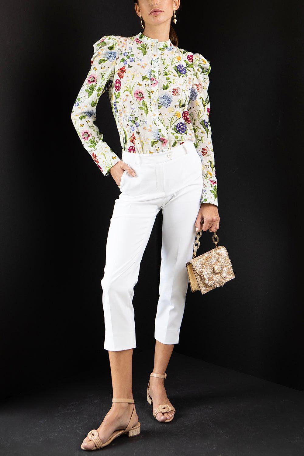OSCAR DE LA RENTA-Puff Sleeve Button Down Shirt-