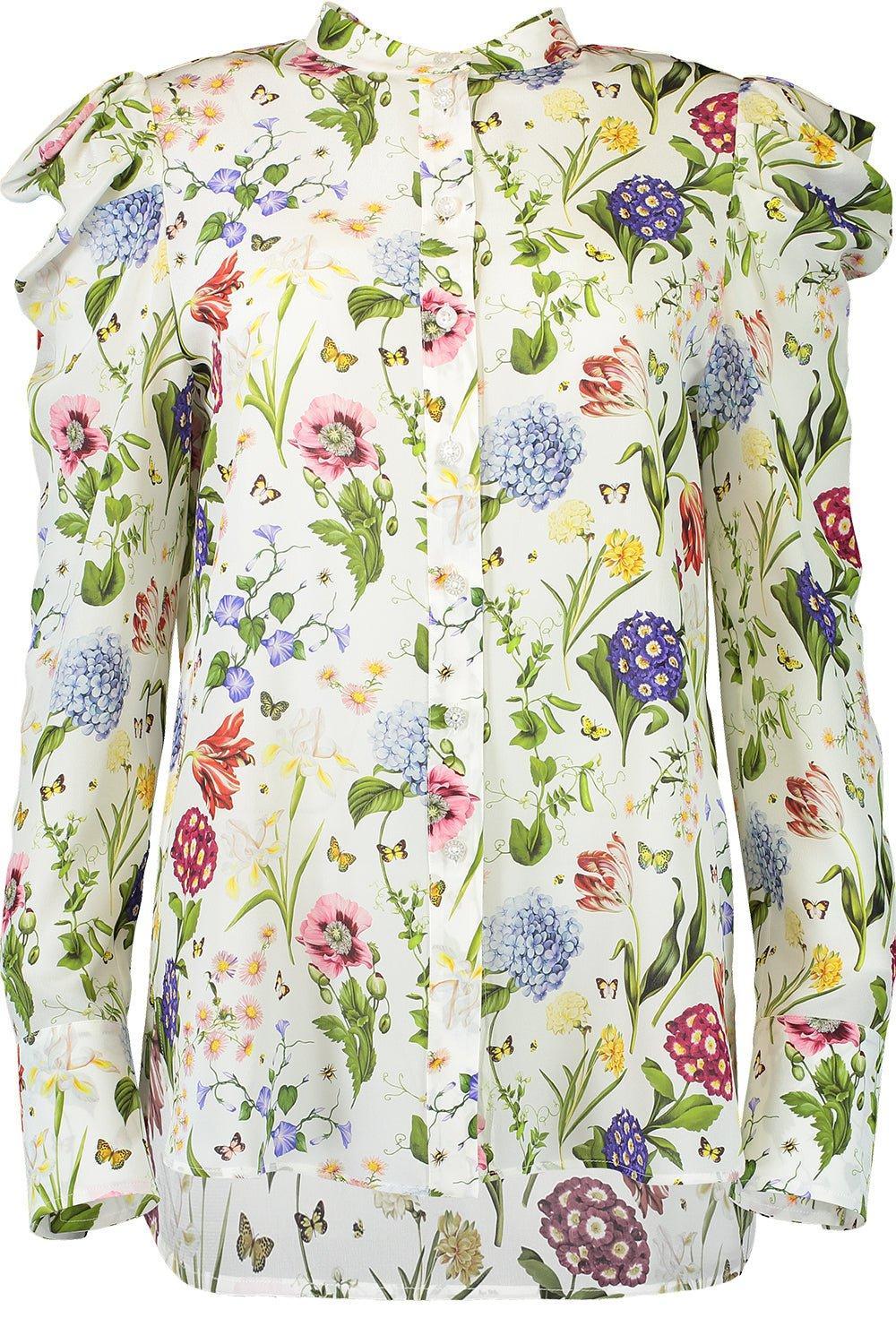 OSCAR DE LA RENTA-Puff Sleeve Button Down Shirt-