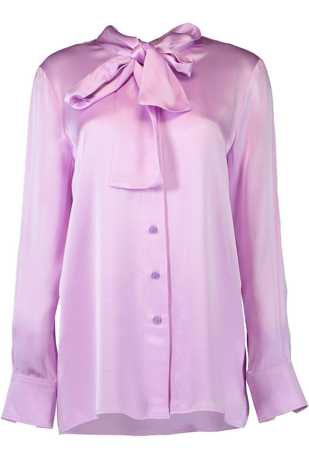 OSCAR DE LA RENTA-Long Sleeve Tie Neck Blouse-