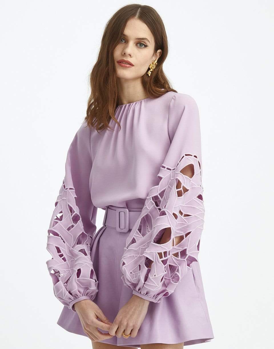 OSCAR DE LA RENTA-Cut Out Balloon Sleeve Blouse-