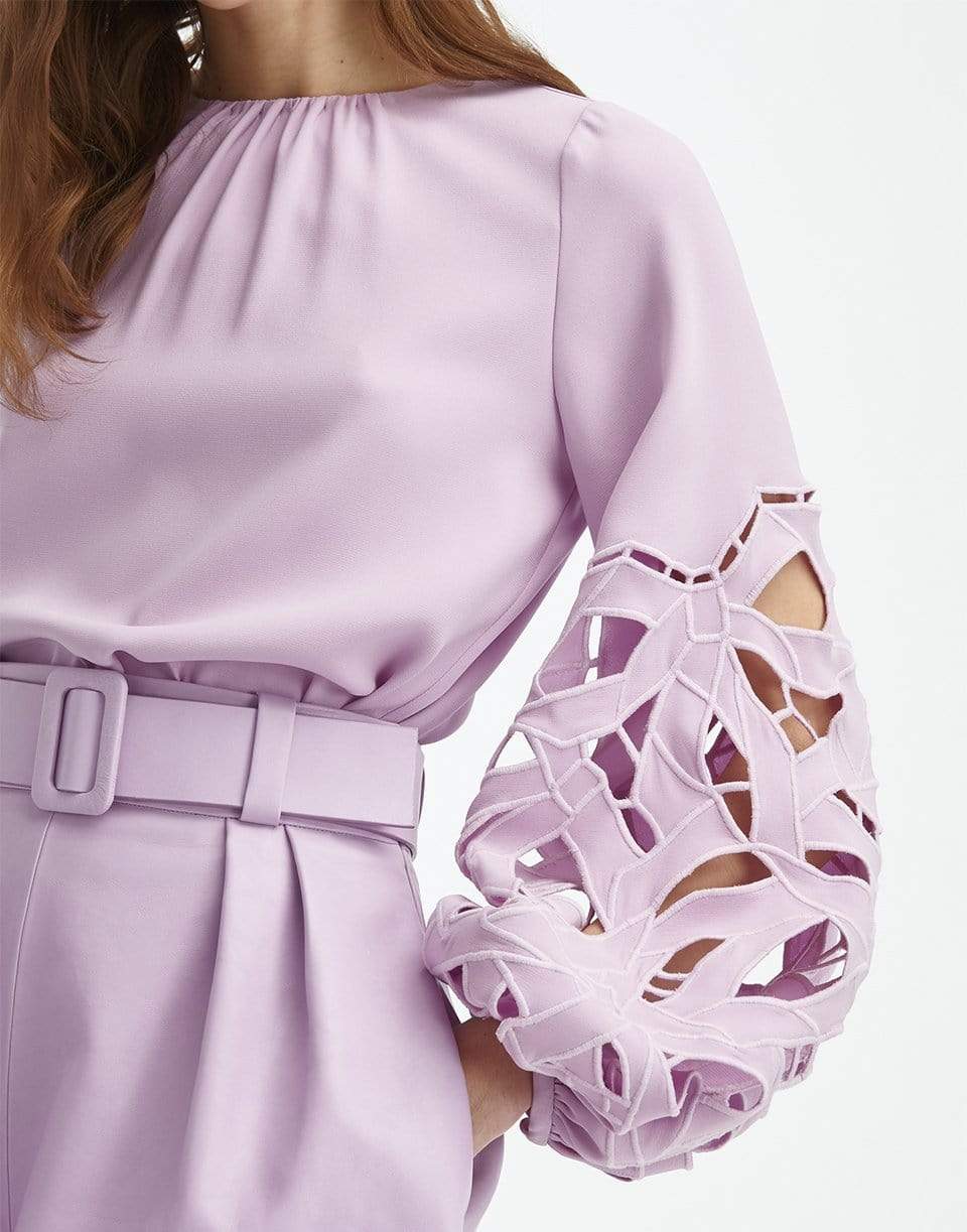 OSCAR DE LA RENTA-Cut Out Balloon Sleeve Blouse-