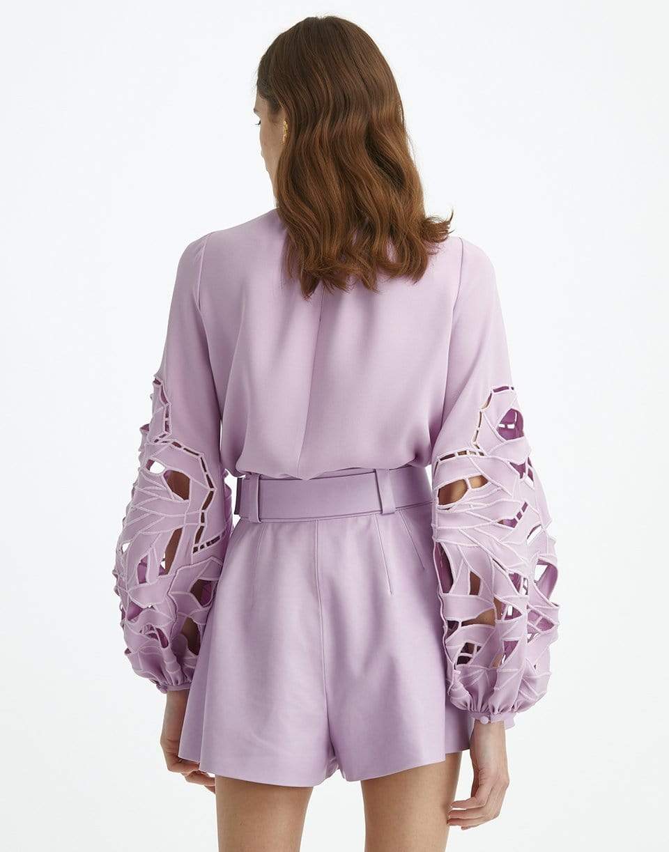 OSCAR DE LA RENTA-Cut Out Balloon Sleeve Blouse-