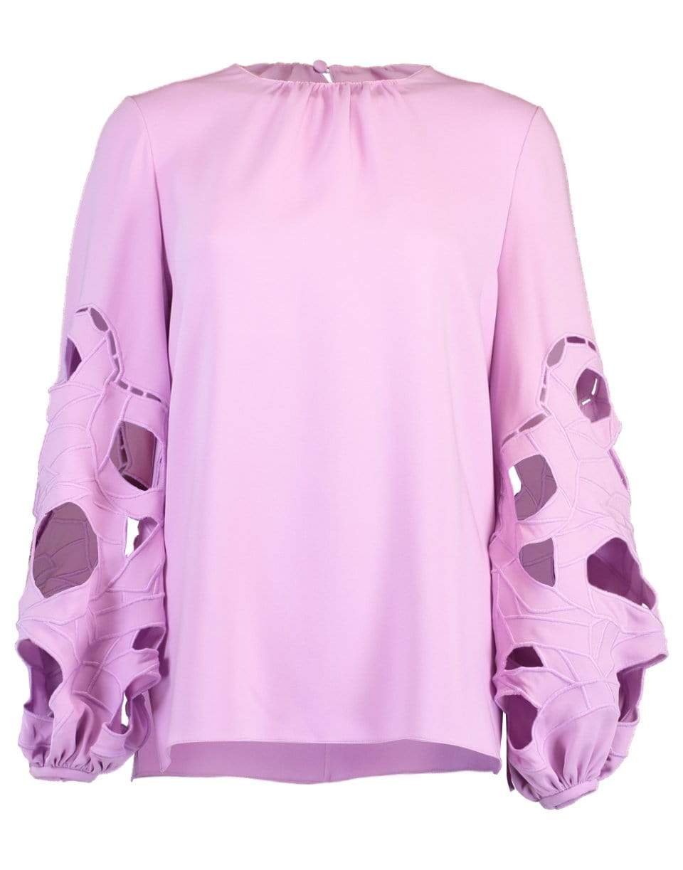 OSCAR DE LA RENTA-Cut Out Balloon Sleeve Blouse-