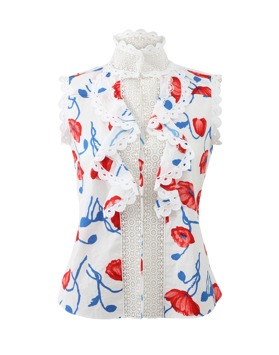 OSCAR DE LA RENTA-Lace Poppy Blouse-