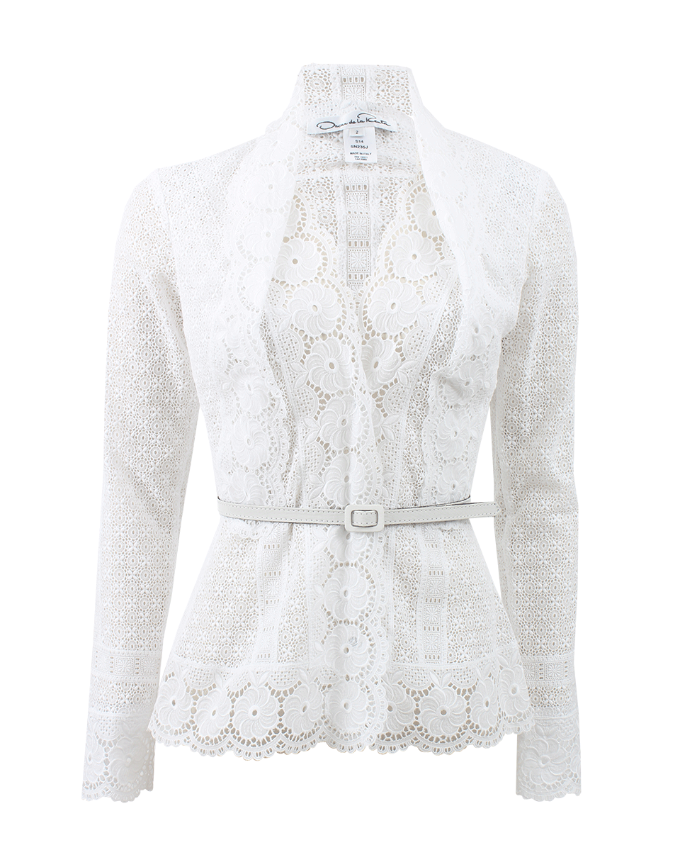 OSCAR DE LA RENTA-Lace Blouse With Belt-