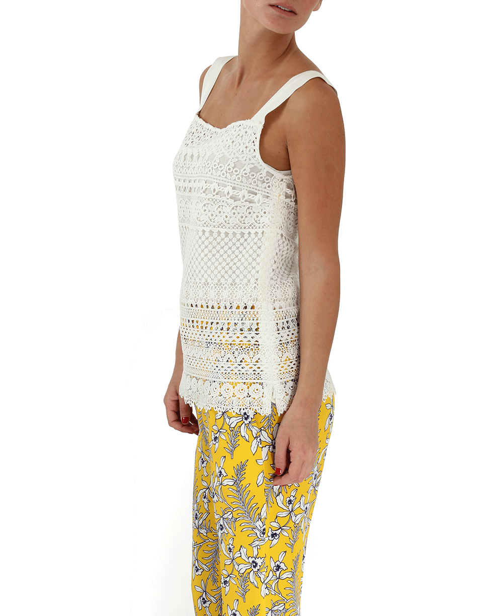 OSCAR DE LA RENTA-Sleeveless Banded Lace Top-