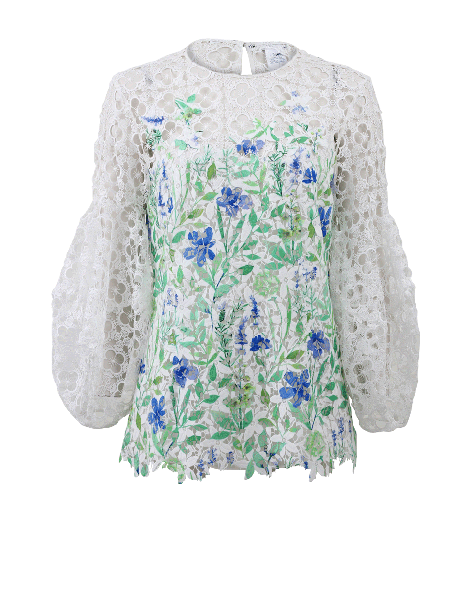 OSCAR DE LA RENTA-Lined Floral Blouse-