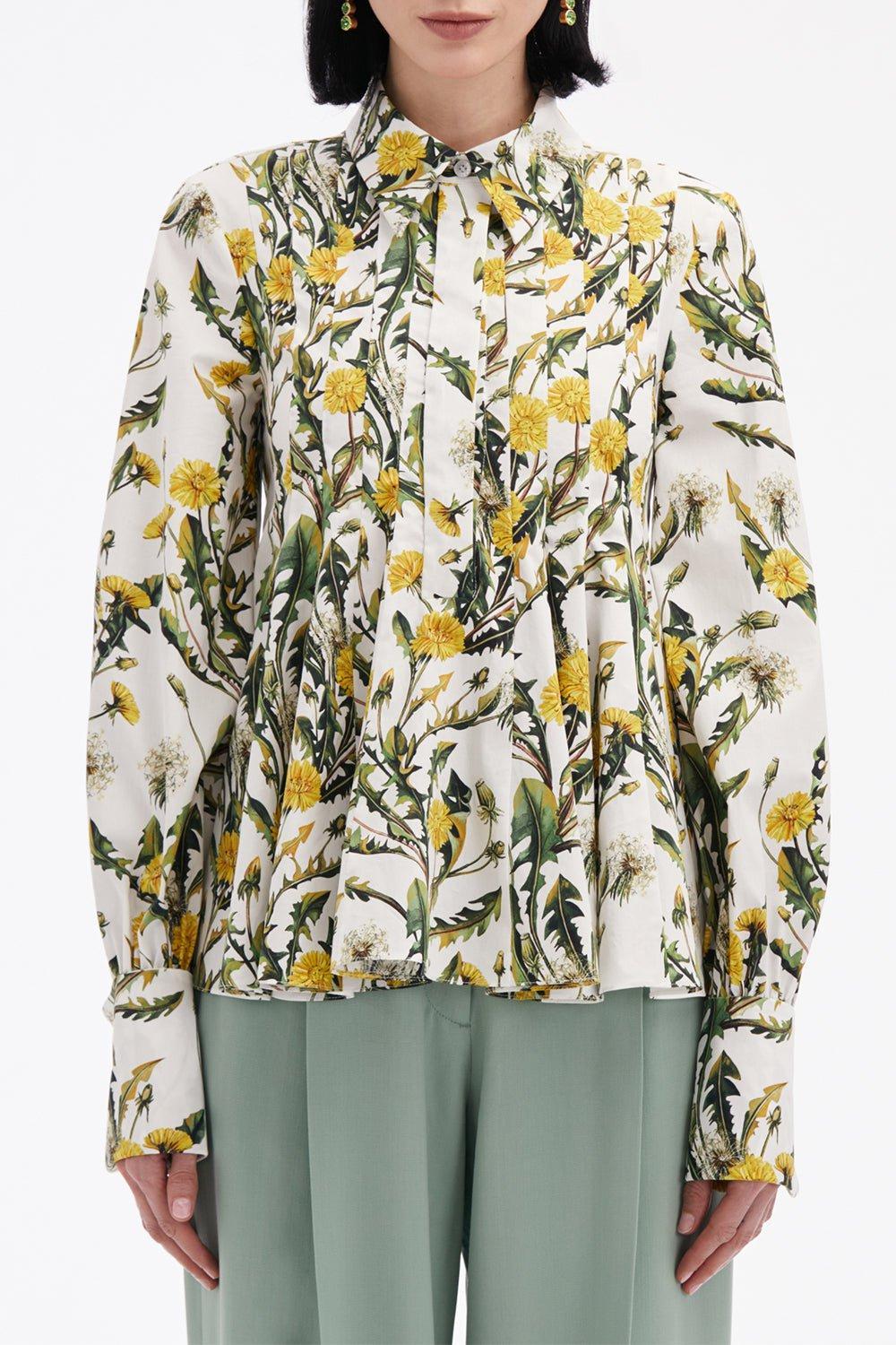 OSCAR DE LA RENTA-Dandelion Blouse-YLW/IVOR