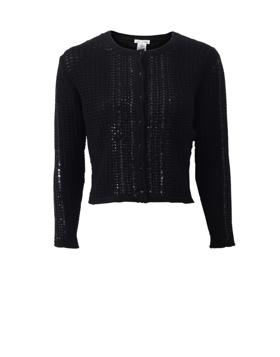 OSCAR DE LA RENTA-Bracelet Sleeve Sequin Cardigan-