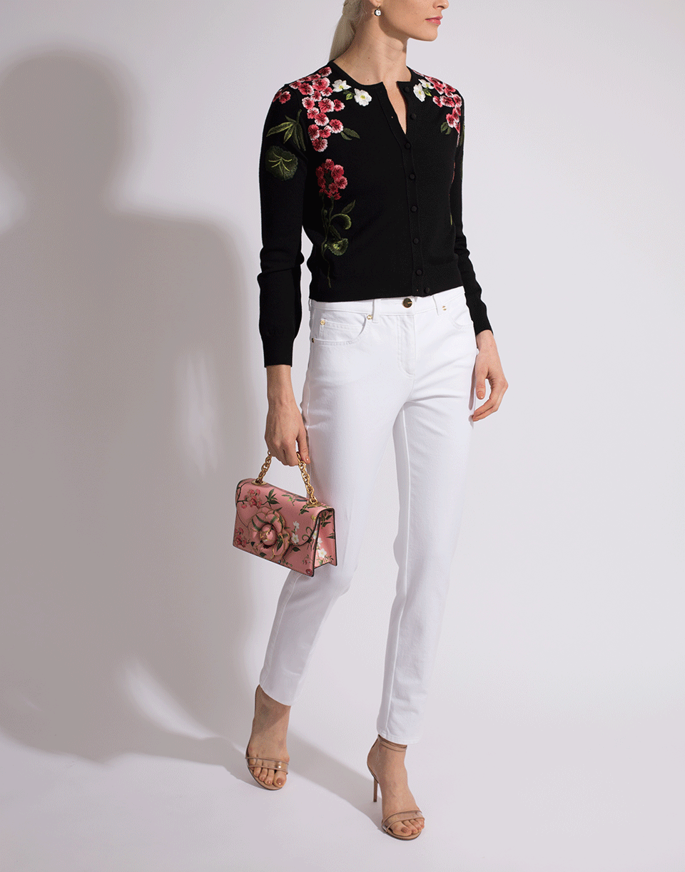 OSCAR DE LA RENTA-Floral Embroidered Cardigan-