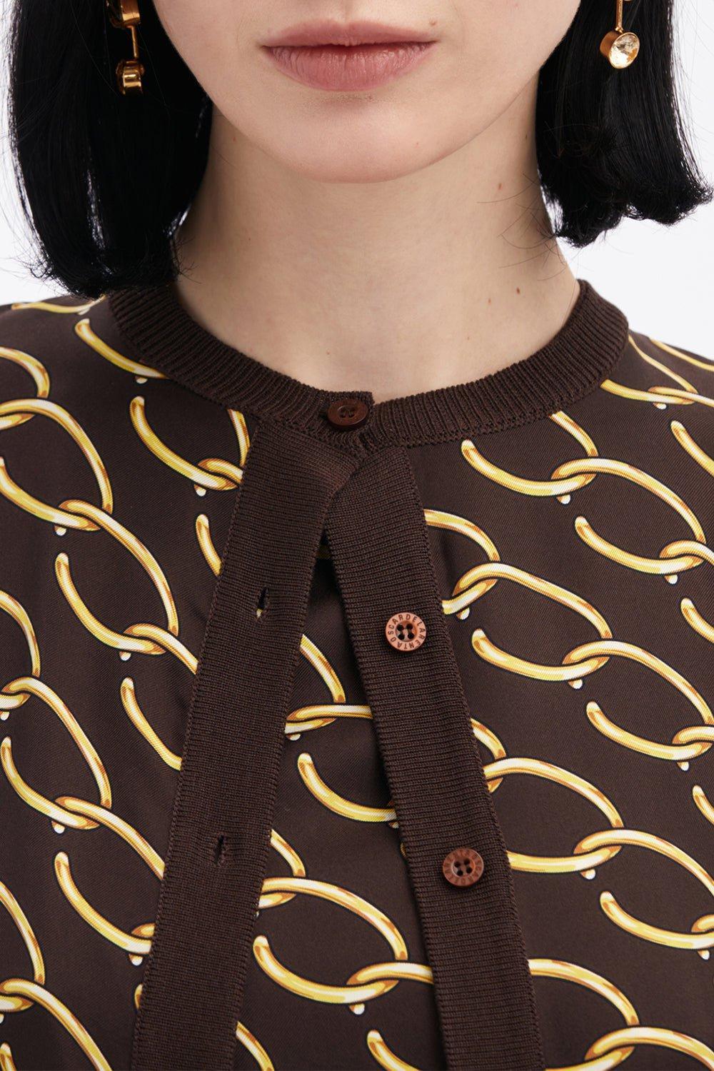 OSCAR DE LA RENTA-Oscar Chain Inset Cardigan-