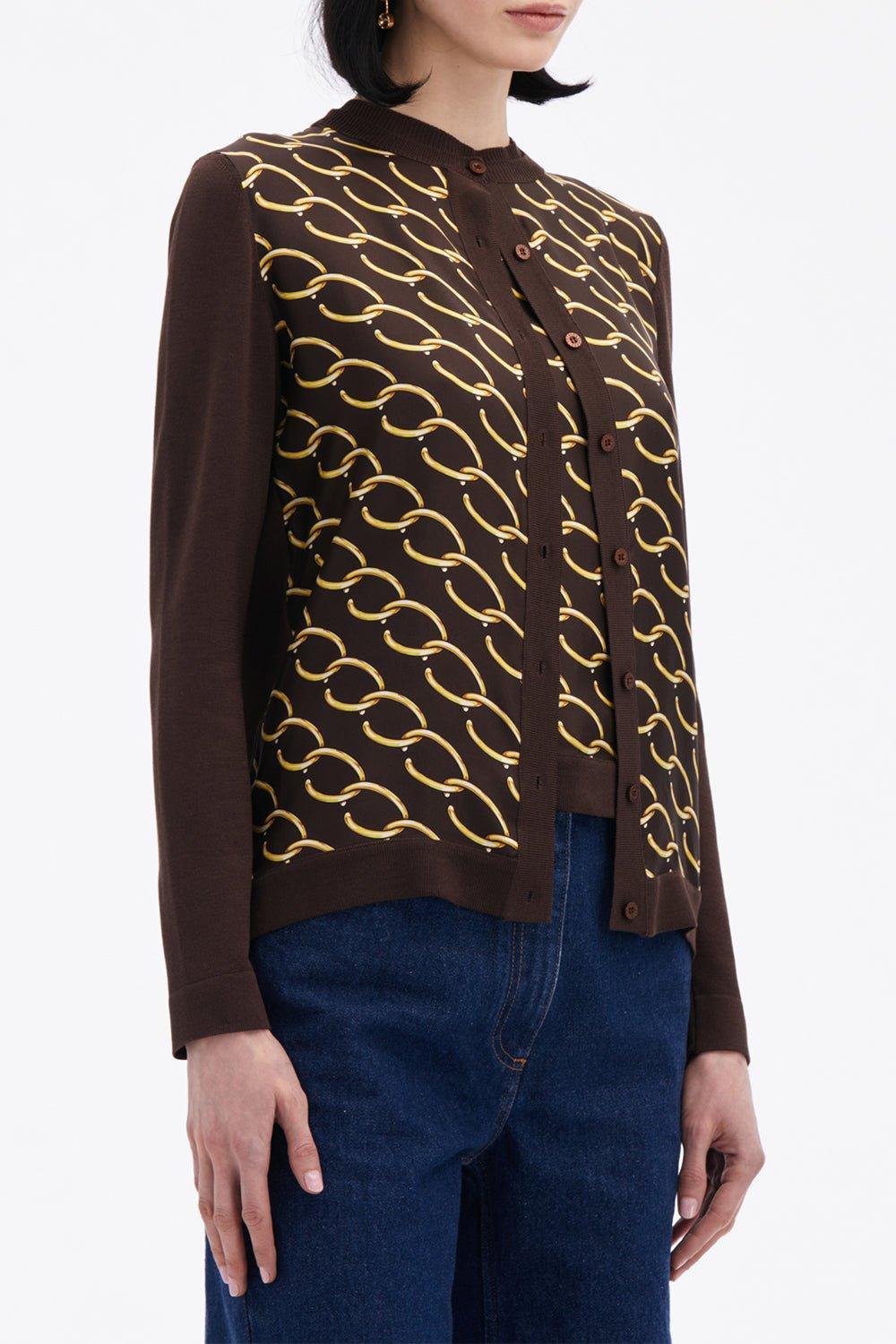 OSCAR DE LA RENTA-Oscar Chain Inset Cardigan-
