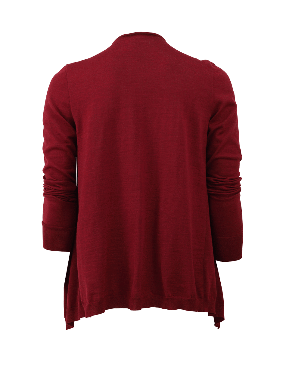 OSCAR DE LA RENTA-Draped Lace Front Cardigan-CLARET
