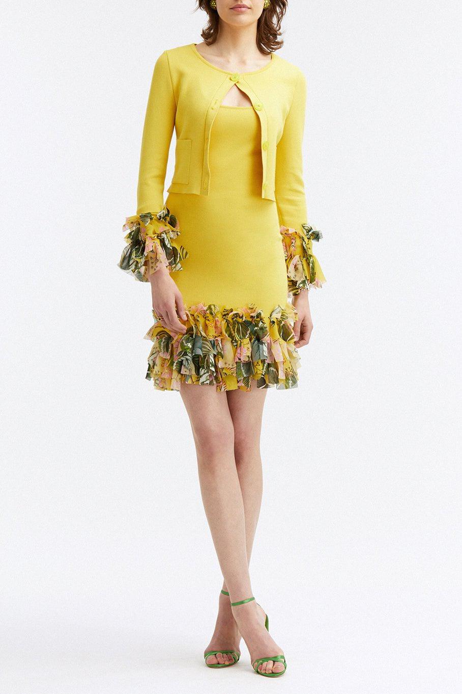 OSCAR DE LA RENTA-Chiffon Inset Cardigan-