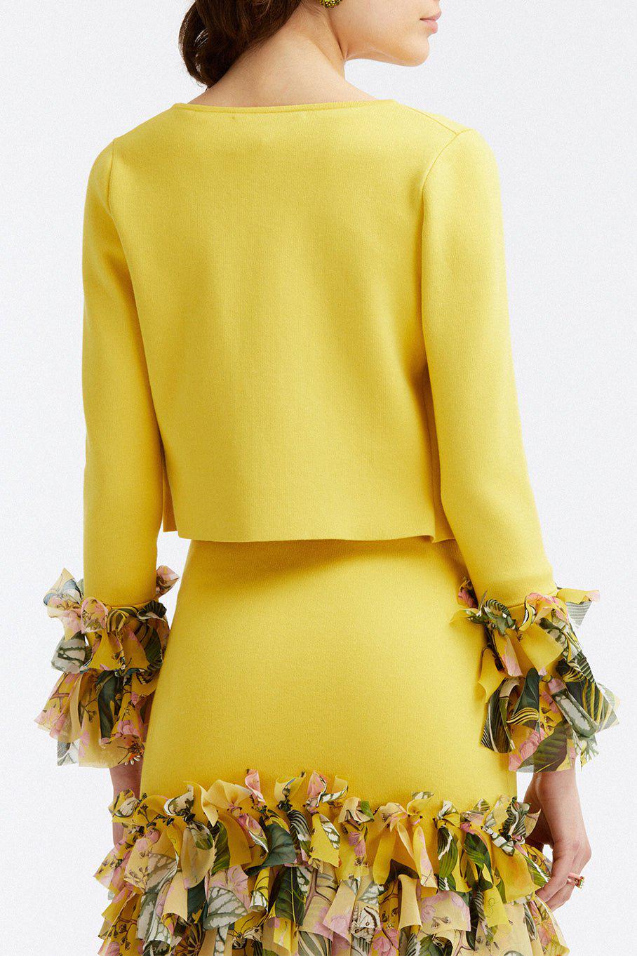 OSCAR DE LA RENTA-Chiffon Inset Cardigan-