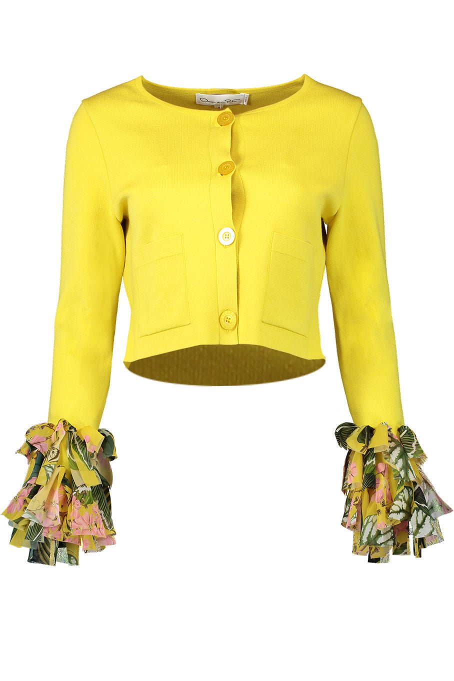 OSCAR DE LA RENTA-Chiffon Inset Cardigan-