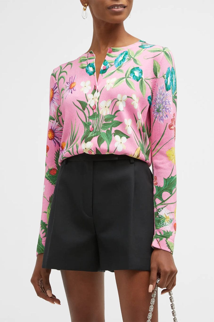 OSCAR DE LA RENTA-Floral Tapestry Printed Cardigan-