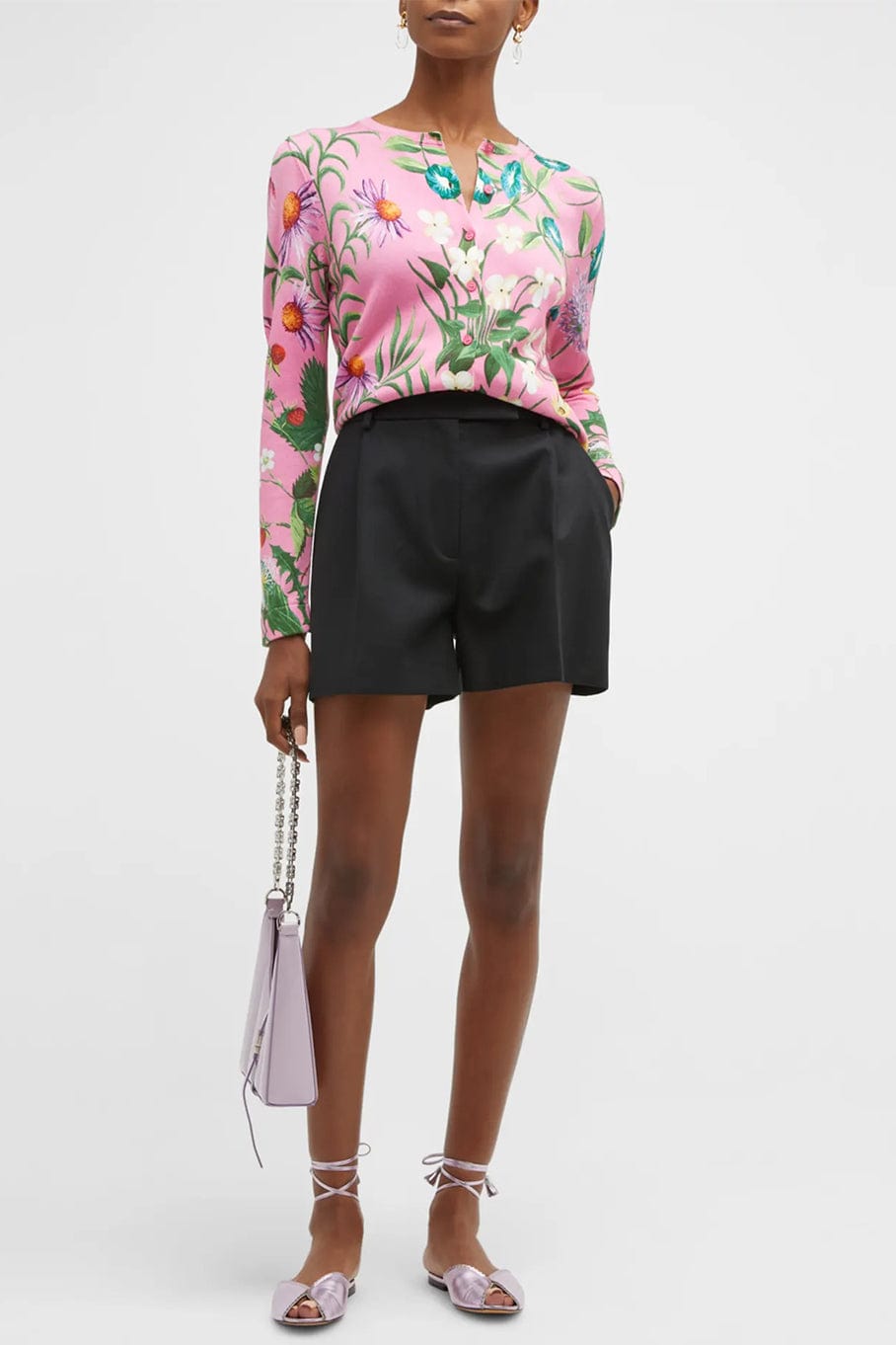 OSCAR DE LA RENTA-Floral Tapestry Printed Cardigan-