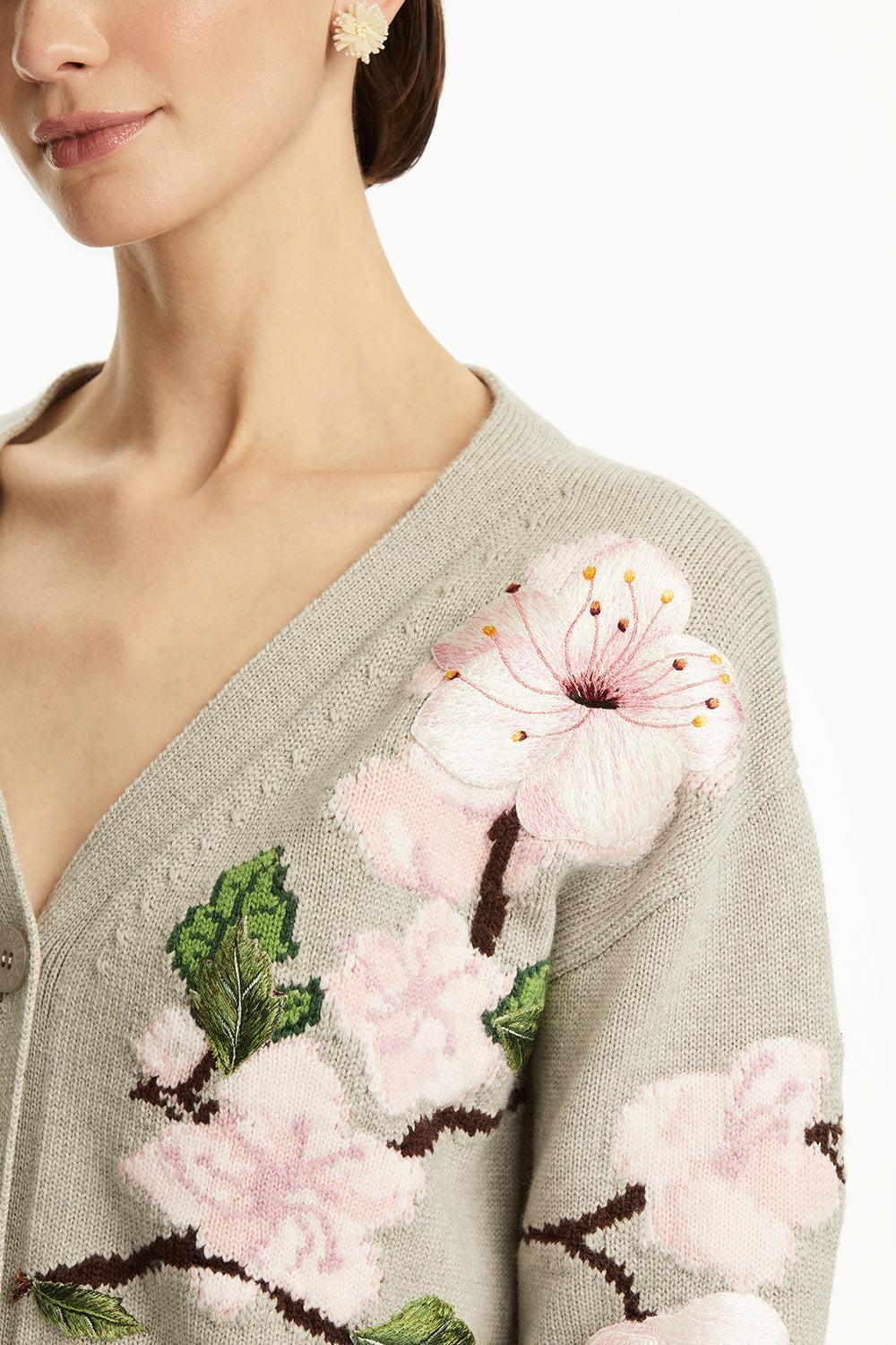 Cherry Blossom Cardigan-GREYMULT-XS-CLOTHINGTOPCARDIGAN-OSCAR DE LA RENTA