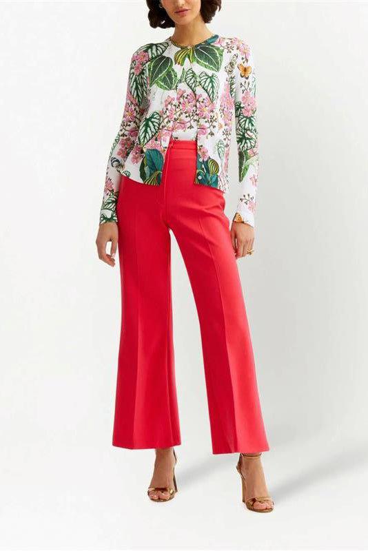 OSCAR DE LA RENTA-Mixed Botanical Garden Cardigan-IV MULT