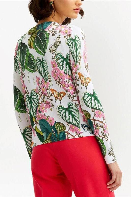OSCAR DE LA RENTA-Mixed Botanical Garden Cardigan-IV MULT