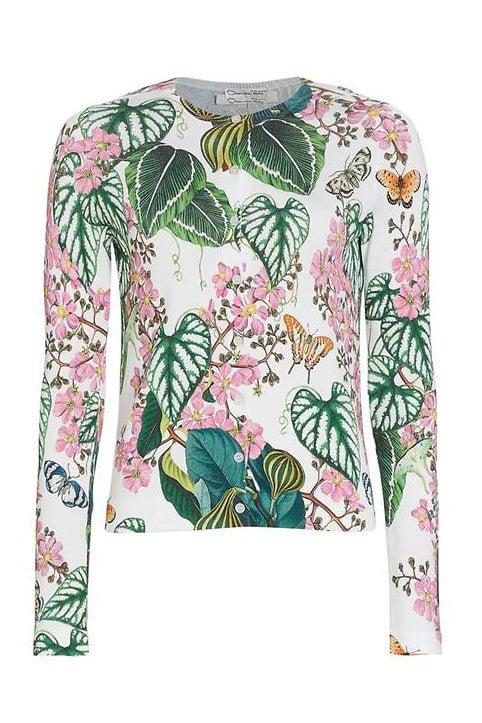 OSCAR DE LA RENTA-Mixed Botanical Garden Cardigan-IV MULT
