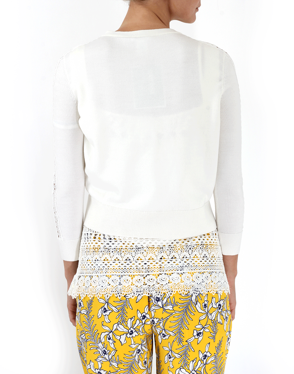 OSCAR DE LA RENTA-Lace Insert Cardigan-