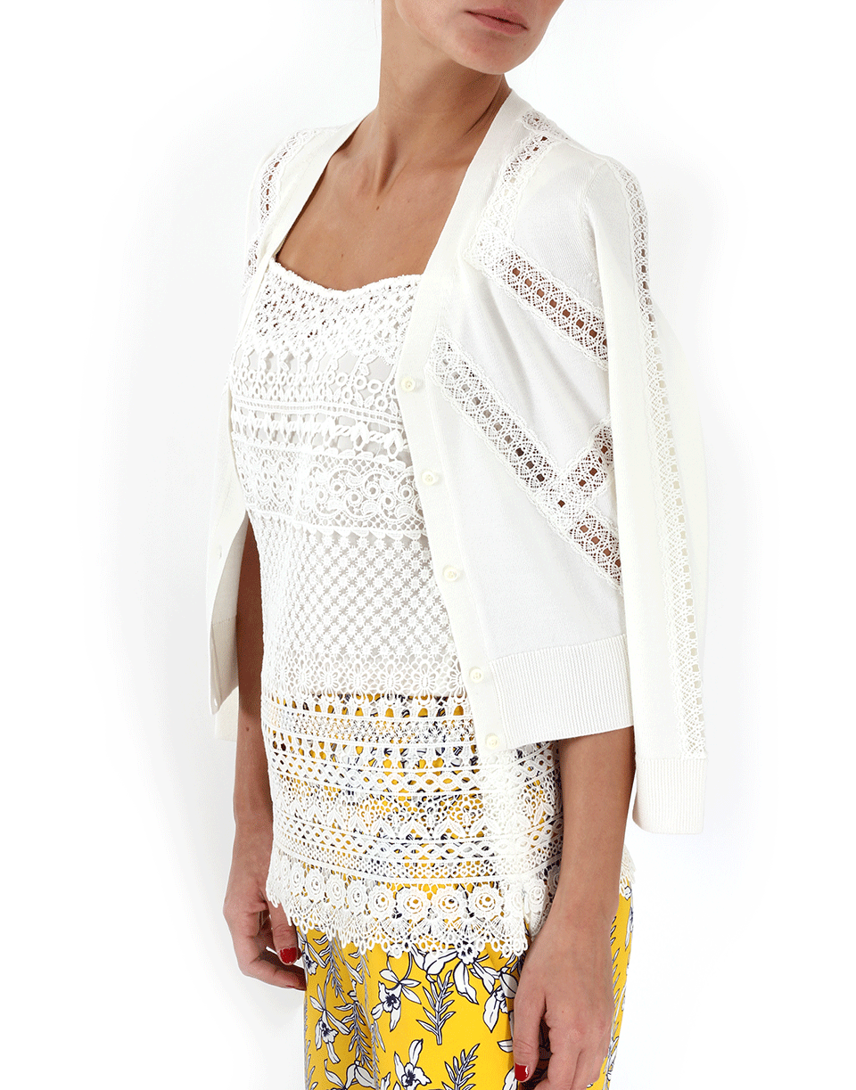 OSCAR DE LA RENTA-Lace Insert Cardigan-