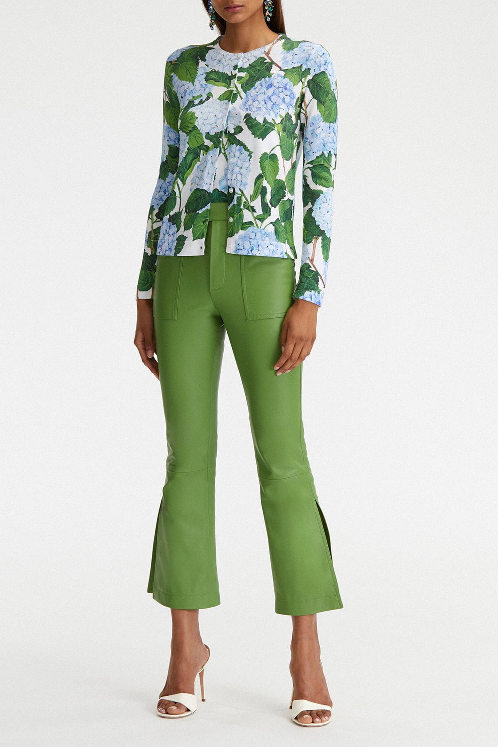 OSCAR DE LA RENTA-Hydrangea Printed Cardigan-