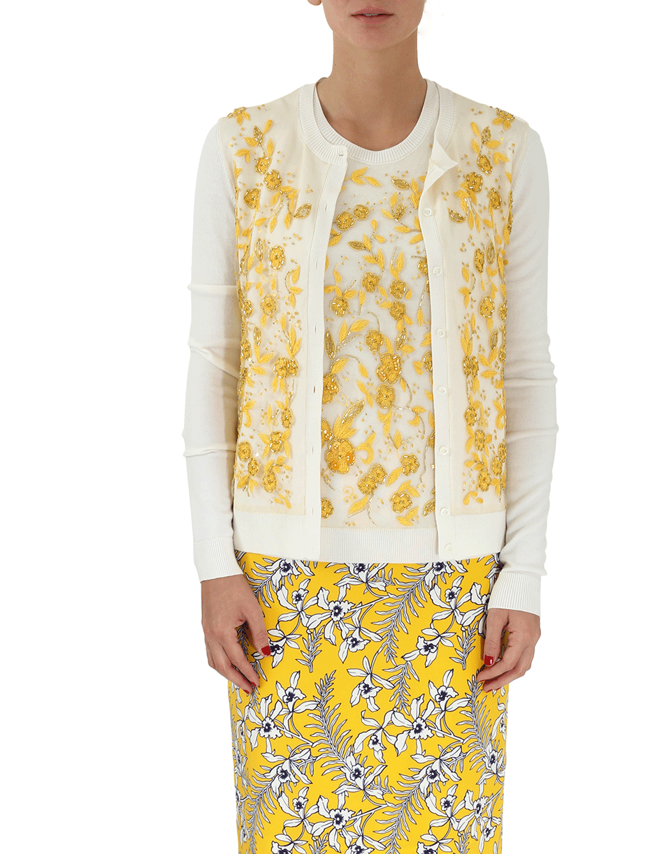 OSCAR DE LA RENTA-Embroidered Cardigan-