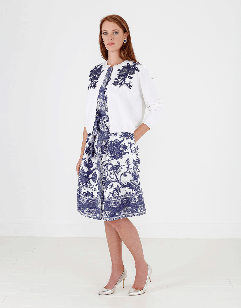 OSCAR DE LA RENTA-Floral Embroidered Cardigan-