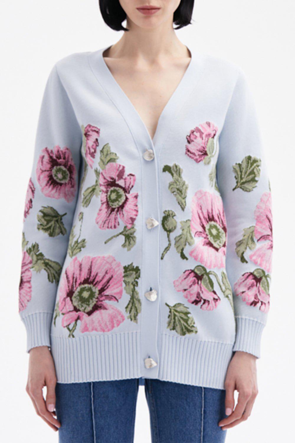 OSCAR DE LA RENTA-Poppies Long Cardigan-