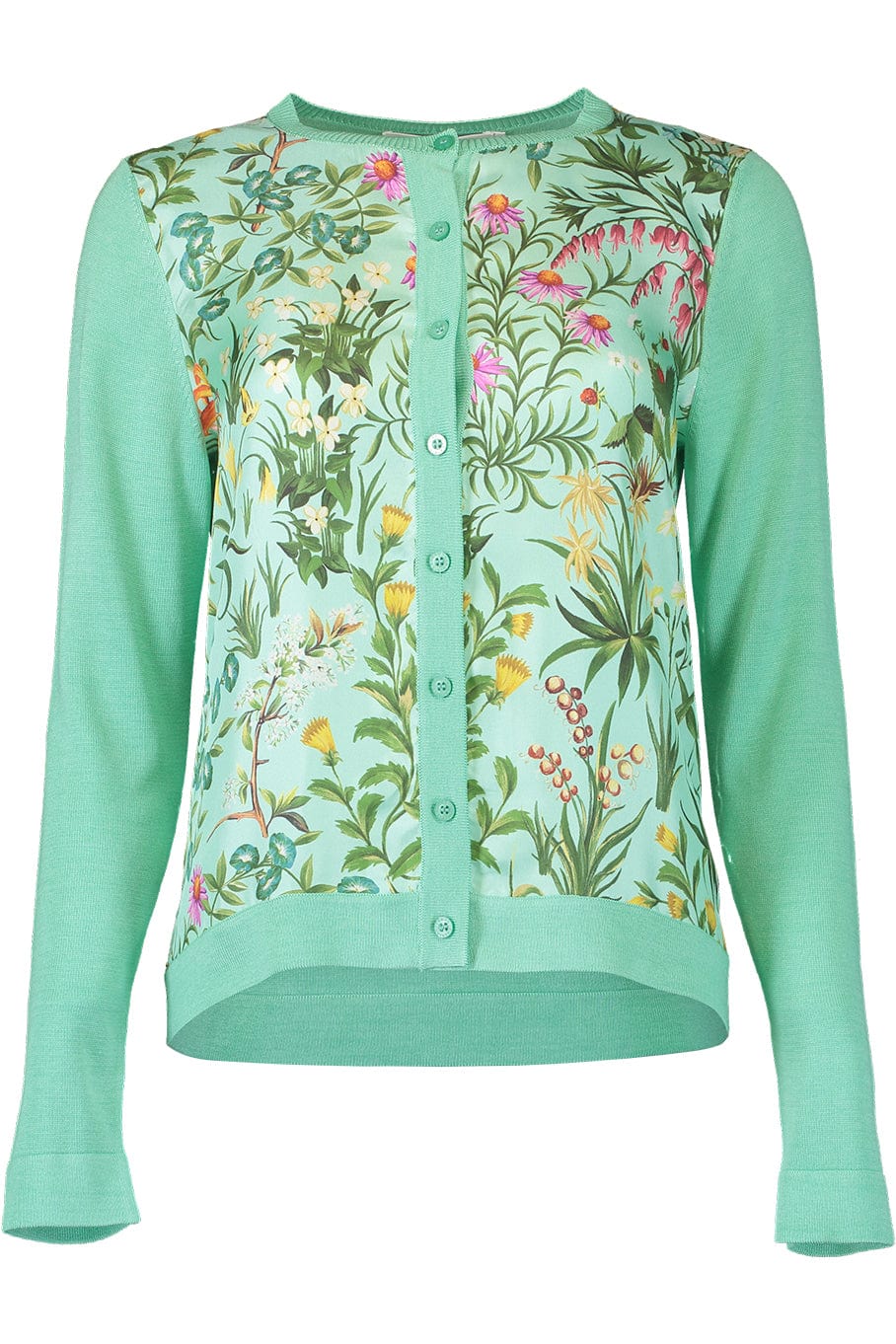 OSCAR DE LA RENTA-Long Sleeve Floral Tapestry Cardigan-