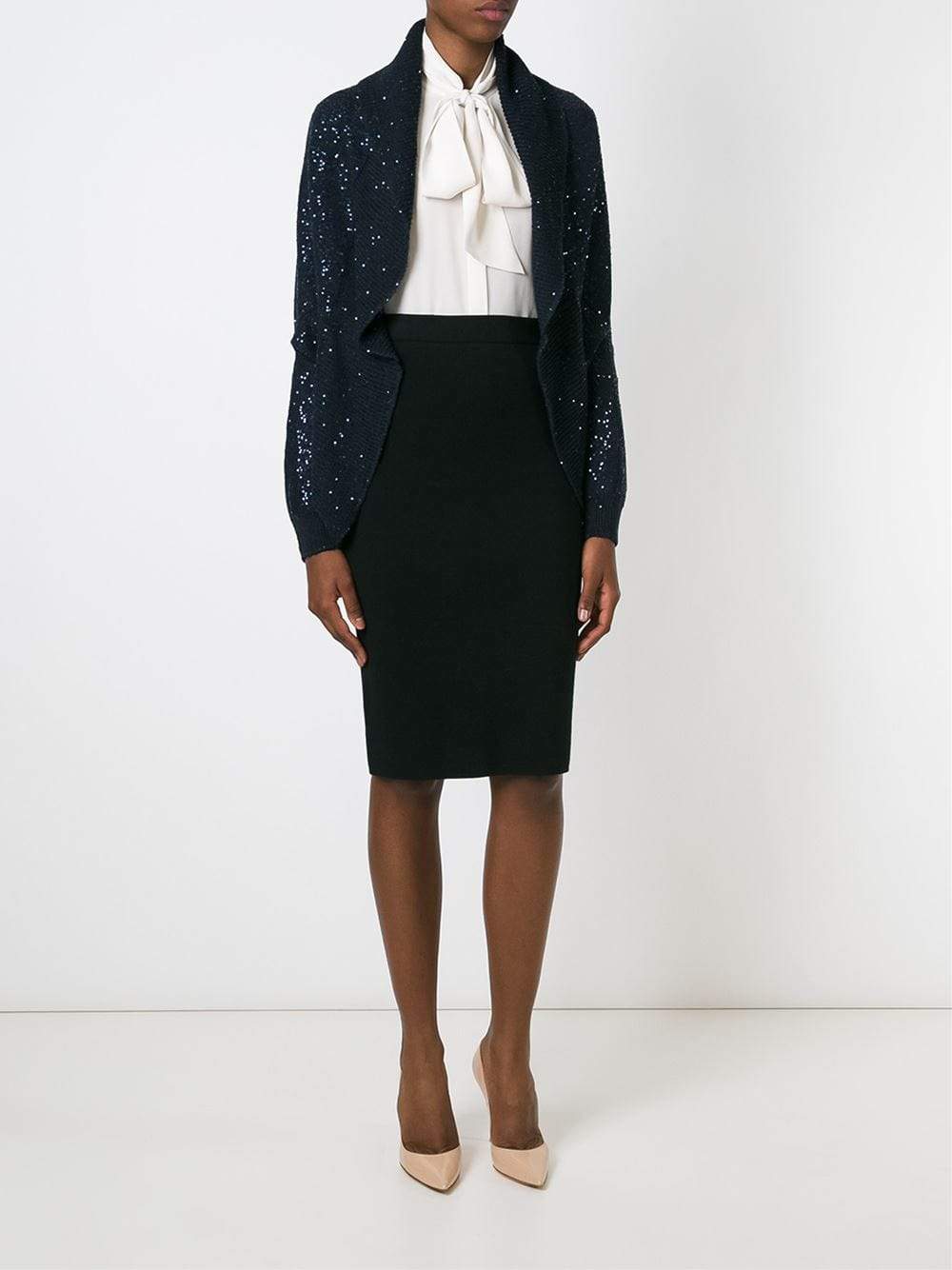 OSCAR DE LA RENTA-Sequin Cape Cardigan-